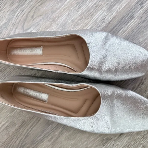 Franco Sarto Metallic Silver Square-Toe Ballet Flat - Picture 2 of 6